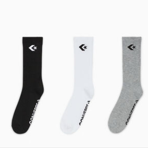 Converse Half Cushion Chevron Star 3-PK Crew Socks - Picture 1 of 5